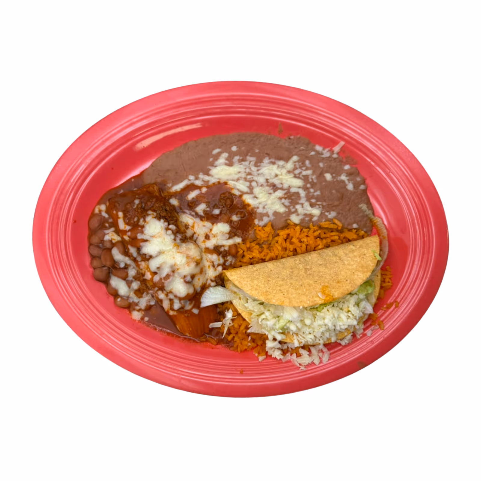 #8 One pork tamale, one ground beef enchilada